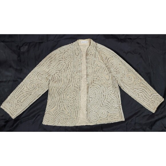 Vtg 1981 Halston Couture Collector Hand Beaded Bugle Jacket - Picture 1 of 16